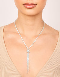 Silver Cubic Zirconia Knotted Y-Necklace - link has visual effect only