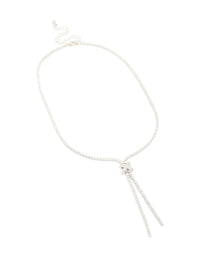 Silver Cubic Zirconia Knotted Y-Necklace - link has visual effect only