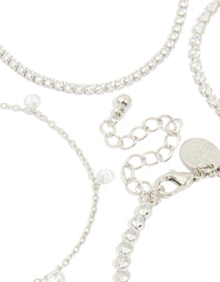 Silver Cubic Zirconia Tennis & Droplet Bracelets 4-Pack - link has visual effect only