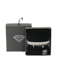 Silver Cubic Zirconia Tennis & Droplet Bracelets 4-Pack - link has visual effect only