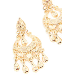 Gold Boho Mini Detailed Drop Earrings - link has visual effect only