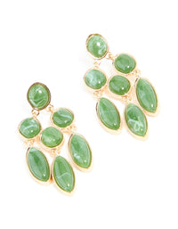 Gold Green Stone Marquise Trio Drop Earrings - link has visual effect only