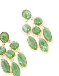 Gold Green Stone Marquise Trio Drop Earrings - link has visual effect only