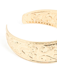 Worn Gold Boho Detail Medium Wrist Cuff - link has visual effect only