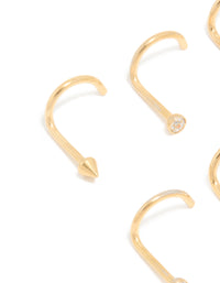 Gold Plated Surgical Steel Nose StudS 6-Pack - link has visual effect only