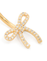 Gold Plated Surgical Steel Cubic Zirconia Pavé Bow Belly Bar - link has visual effect only