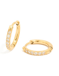 Waterproof Gold Plated Stainless Steel Prism Cubic Zirconia Prism Clicker Earrings - link has visual effect only