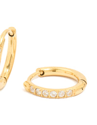 Waterproof Gold Plated Stainless Steel Prism Cubic Zirconia Prism Clicker Earrings - link has visual effect only