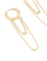 Waterproof Gold Plated Stainless Steel Layered Chain Huggie Earrings 10 MM - link has visual effect only
