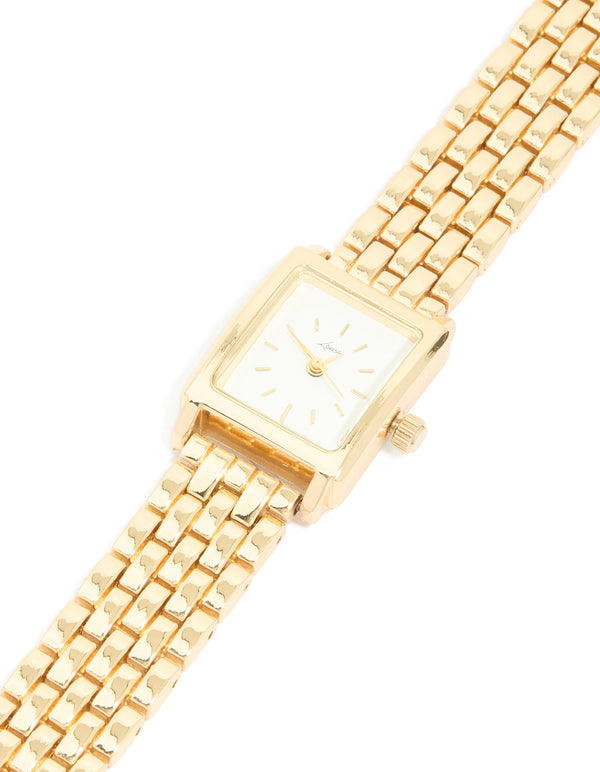 Gold Medium Square Link Watch
