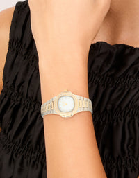Silver & Gold Diamante Pilot Watch - link has visual effect only