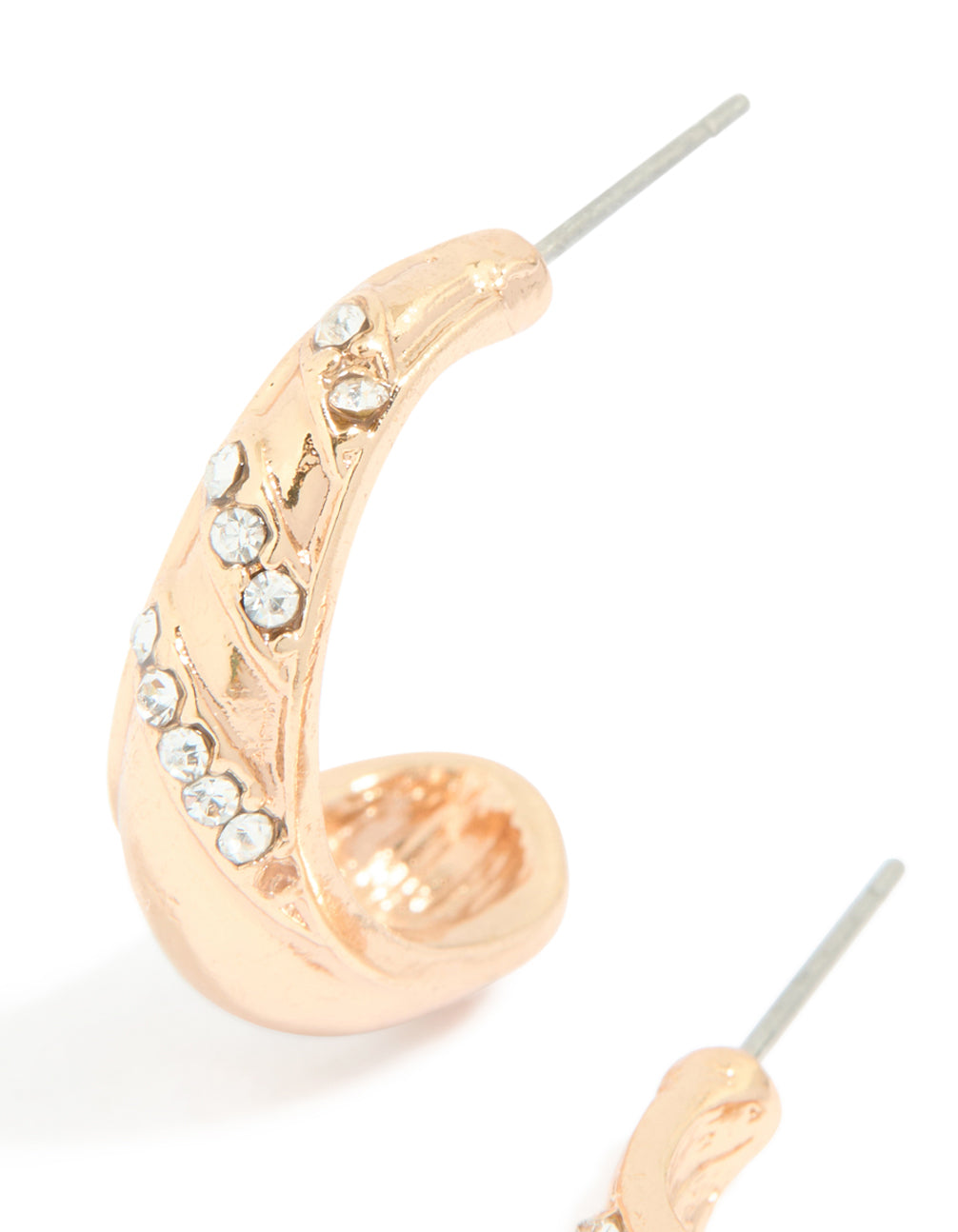Gold Diamante Pear Open Hoop Earrings
