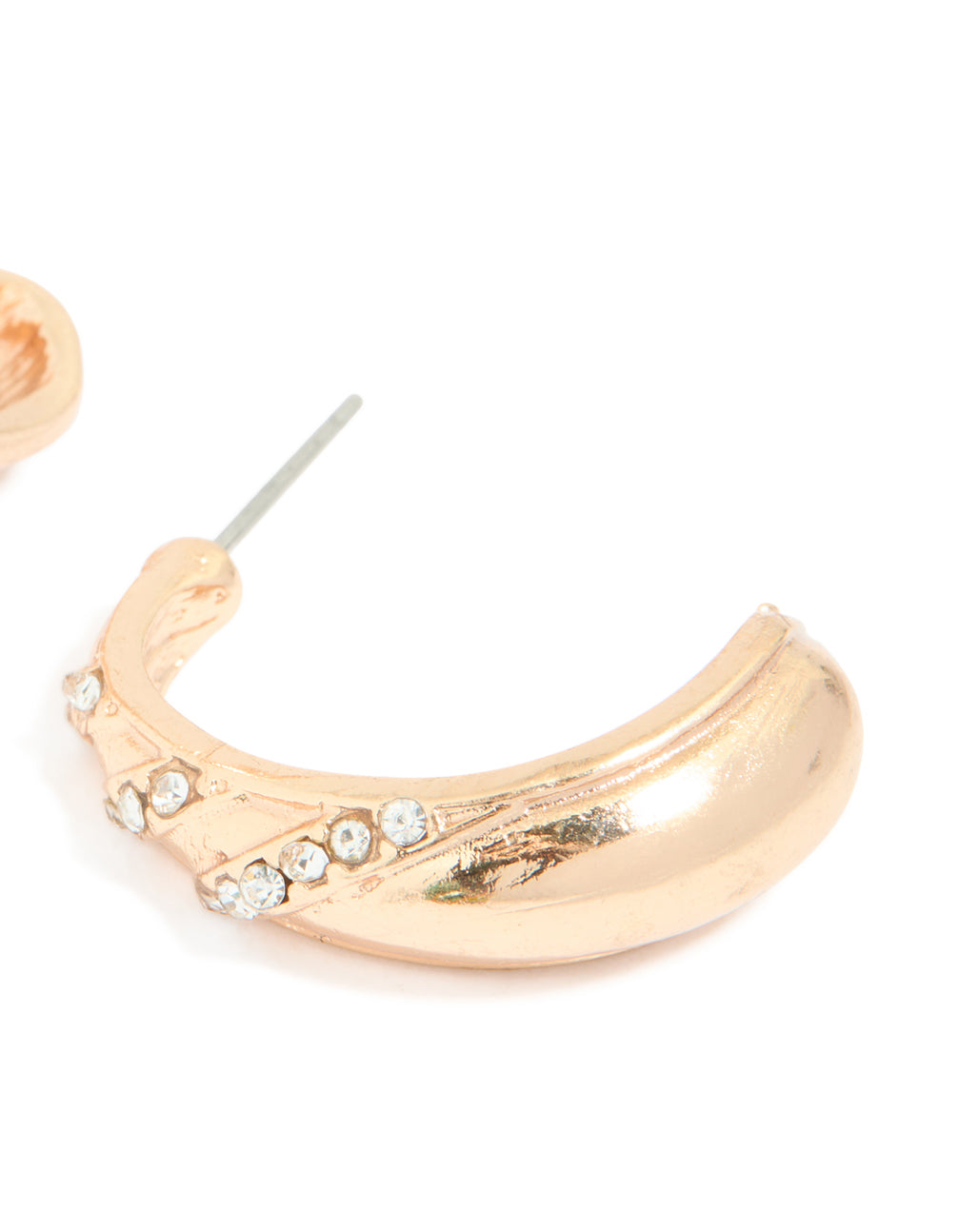 Gold Diamante Pear Open Hoop Earrings