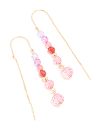 Gold Pink Purple & Red Beaded Chain Drop Earrings - link has visual effect only