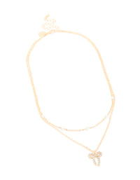 Gold Station Pearl & Diamante Bow Layered Necklace - link has visual effect only