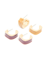 Gold & Burgundy Acrylic Hoop Earrings 2-Pack - link has visual effect only