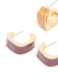 Gold & Burgundy Acrylic Hoop Earrings 2-Pack - link has visual effect only