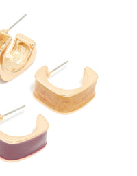 Gold & Burgundy Acrylic Hoop Earrings 2-Pack - link has visual effect only
