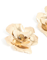 Worn Gold Tigers Eye Bead Statement Stud Earrings - link has visual effect only