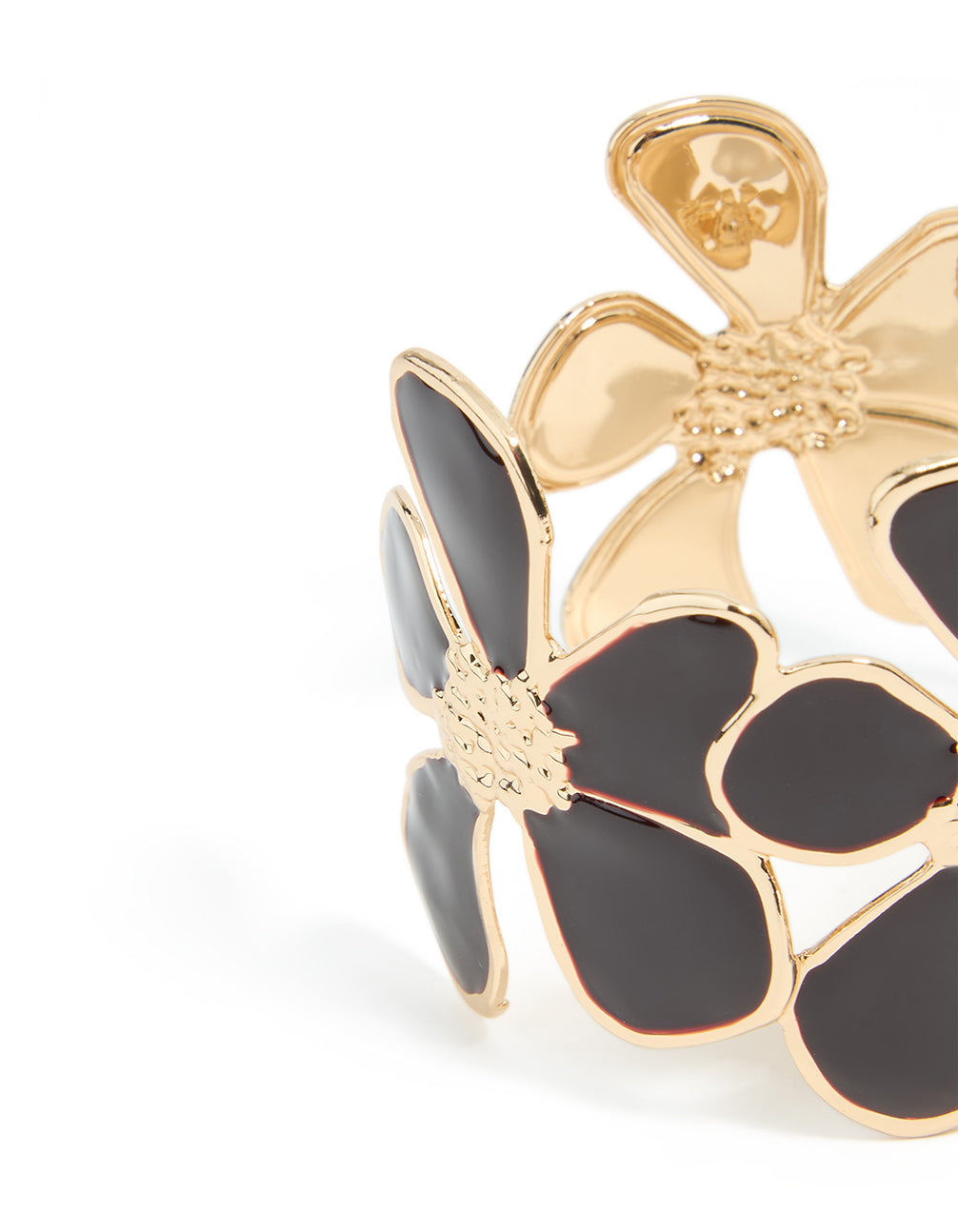 Gold Black Multi Floral Wrist Cuff
