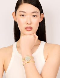 Gold Classic Wrist Cuff & Watch Set - link has visual effect only