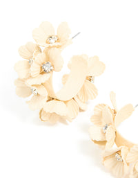 Cream Coated Metal Multi-Flower Hoop Earrings - link has visual effect only