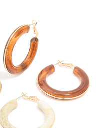 White & Brown Acrylic Hoop Earrings Pack - link has visual effect only