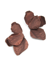 Brown Coated Metal Flower Petal Drop Earrings - link has visual effect only