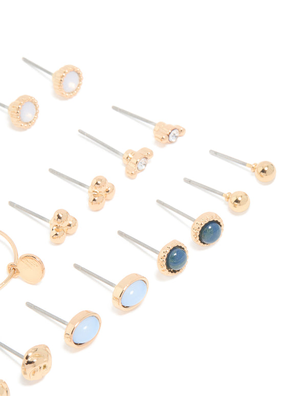 Gold Gem & Pearl Earrings 12-Pack