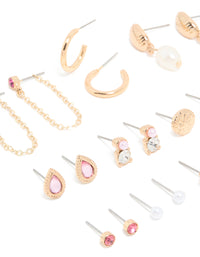 Gold Diamante & Chain Earrings 12-Pack - link has visual effect only