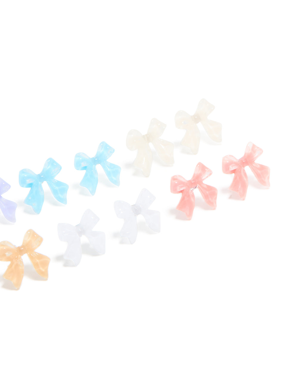 Pastel Acrylic Bubble Bow Earrings 8-Pack