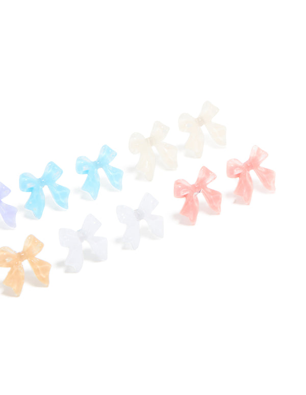 Pastel Acrylic Bubble Bow Earrings 8-Pack