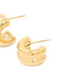 Waterproof Gold Plated Stainless Steel  Chunky Flat Hoop Earrings - link has visual effect only