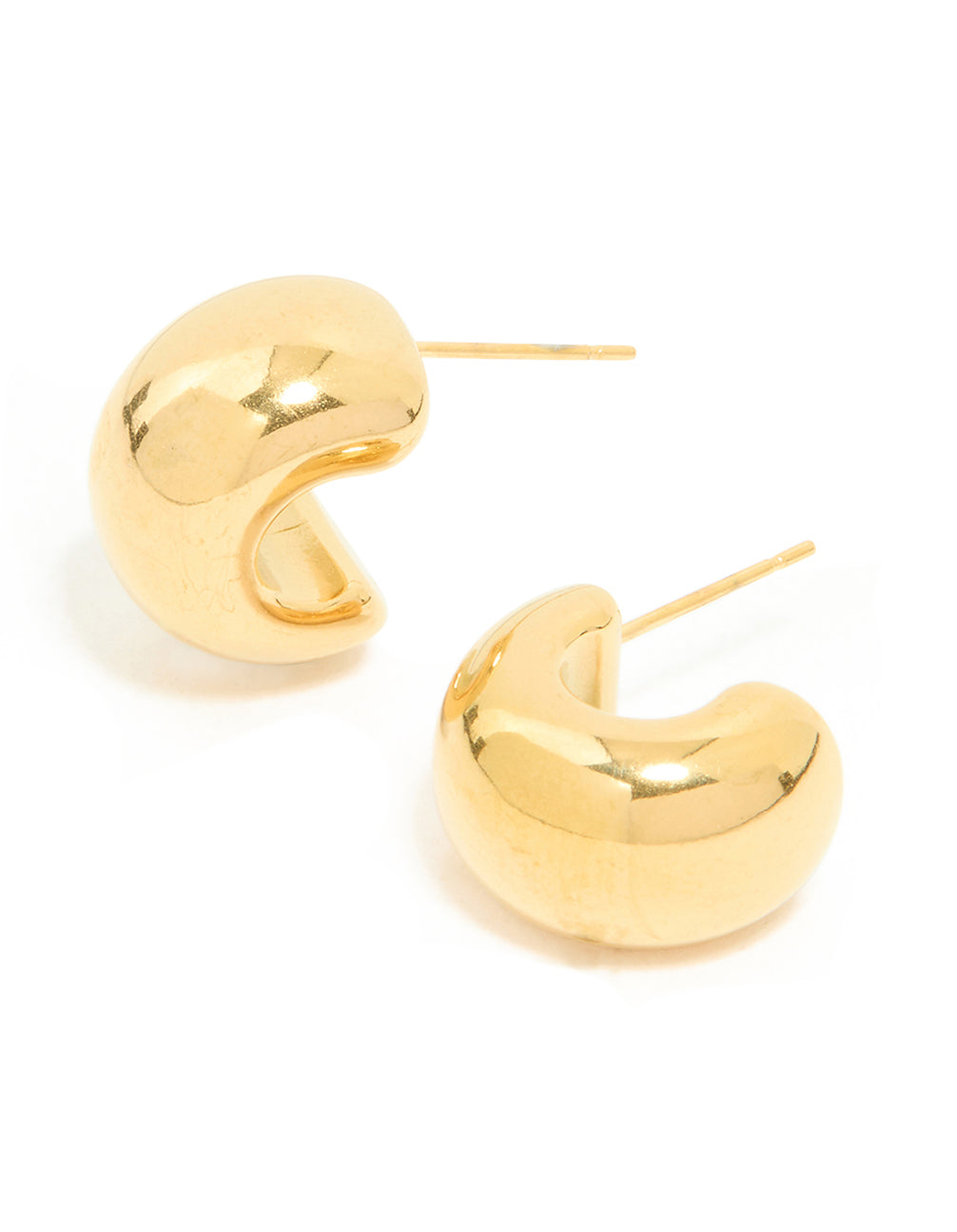 Waterproof Gold Plated Stainless Steel Chubby Hoop Earrings