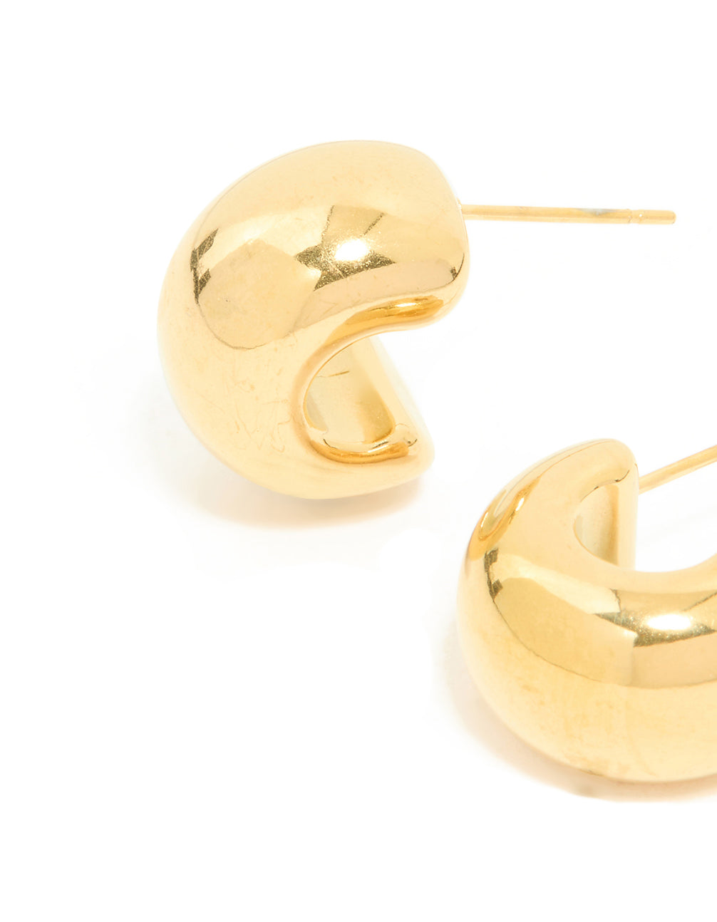 Waterproof Gold Plated Stainless Steel Chubby Hoop Earrings