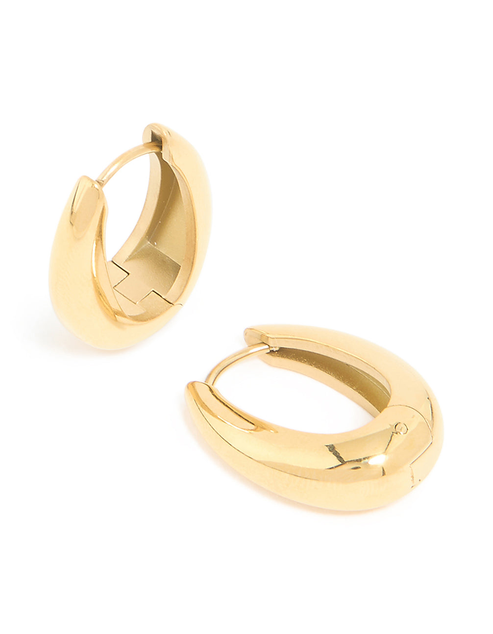 Waterproof Gold Plated Stainless Steel Hinge Hoop Earrings