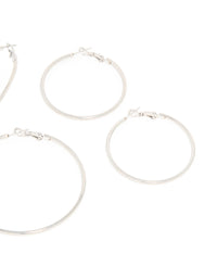 Waterproof Stainless Steel Thin Multi-Sized Hoop Earrings 3-Pack - link has visual effect only