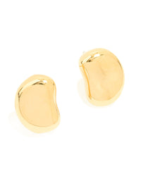 Waterproof Gold Plated Stainless Steel  Pebble Stud Earrings - link has visual effect only