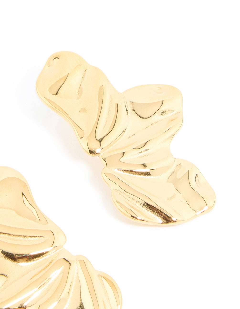 Waterproof Gold Plated Stainless Steel Molten Petal Stud Earrings
