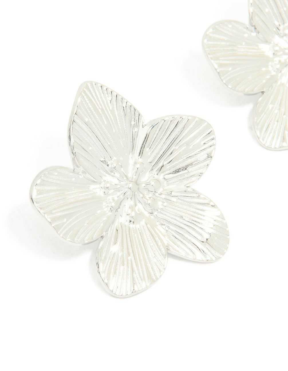 Waterproof Stainless Steel Textured Flower Stud Earrings