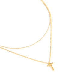 Waterproof Gold Plated Stainless Steel Cross & Chain Layered Necklace - link has visual effect only