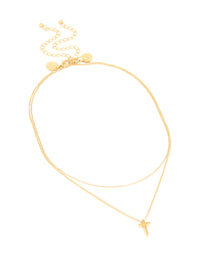 Waterproof Gold Plated Stainless Steel Cross & Chain Layered Necklace - link has visual effect only