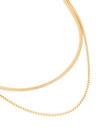 Waterproof Gold Plated Stainless Steel Snake Chain Layered Necklace - link has visual effect only