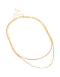 Waterproof Gold Plated Stainless Steel Snake Chain Layered Necklace - link has visual effect only