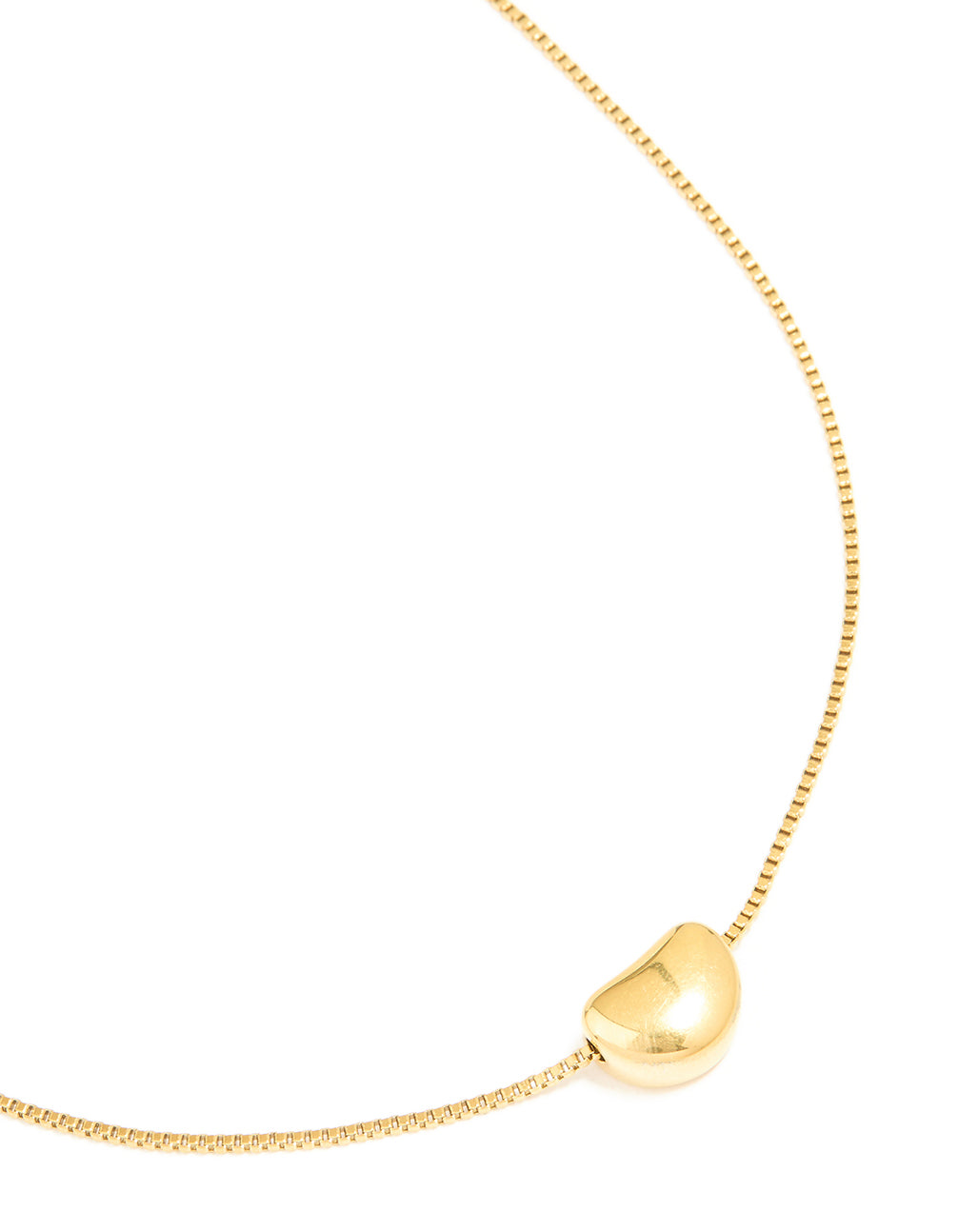 Waterproof Gold Plated Stainless Steel  Small Bean Pendant Necklace