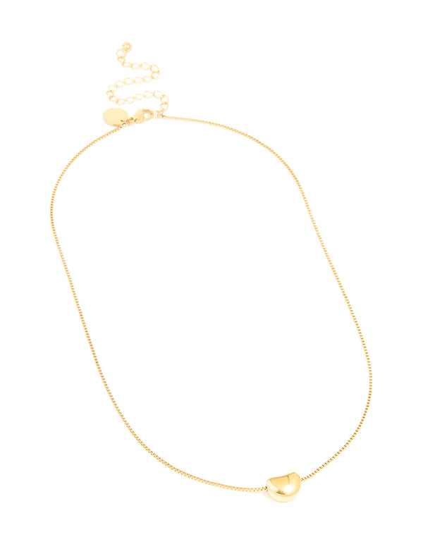 Waterproof Gold Plated Stainless Steel  Small Bean Pendant Necklace