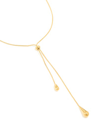 Waterproof Gold Plated Stainless Steel Pull Through Lariat Necklace - link has visual effect only