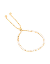 Waterproof Gold Plated Stainless Steel Cubic Zirconia Tennis Toggle Bracelet - link has visual effect only