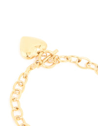 Waterproof Gold Plated Stainless Steel Heart FOB Bracelet - link has visual effect only