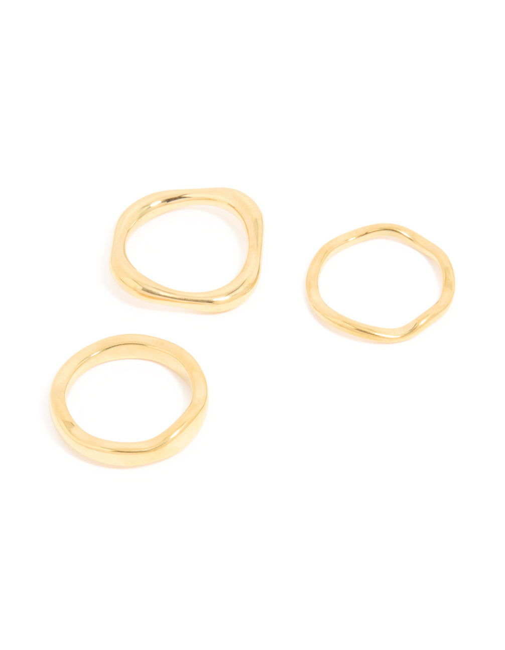 Waterproof Gold Plated Stainless Steel Organic Design Rings 3-Pack
